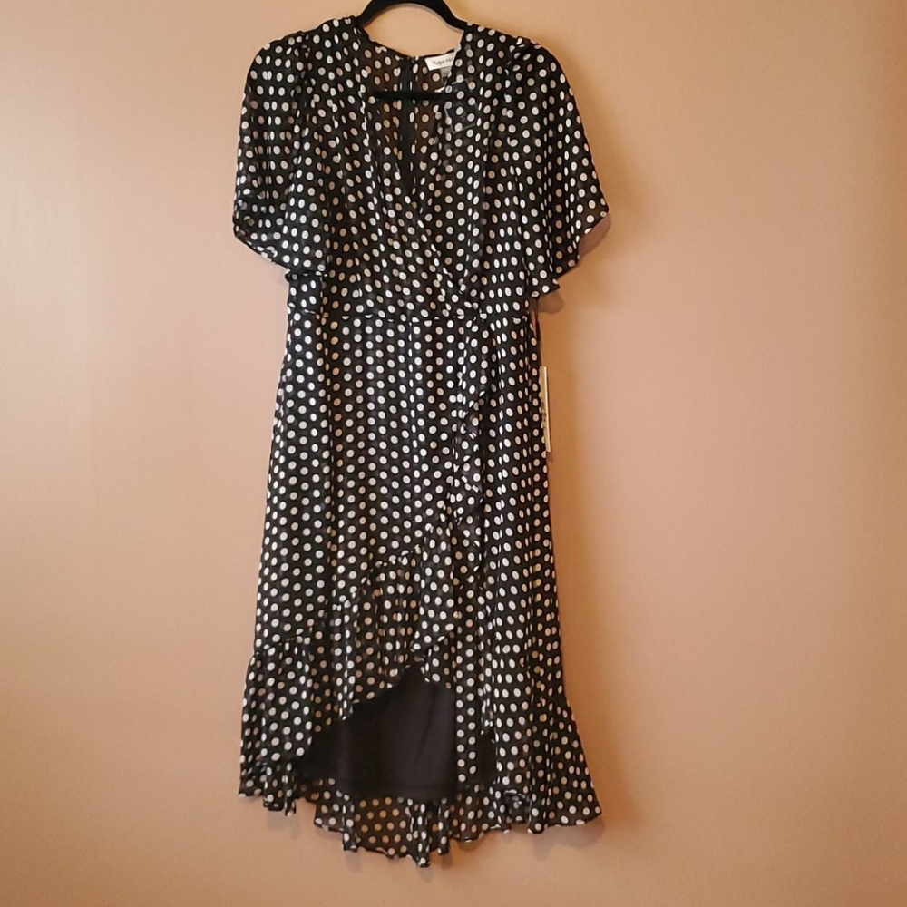 Calvin Klein Ruffle Hem Wrap Dress - Picture 4 of 5